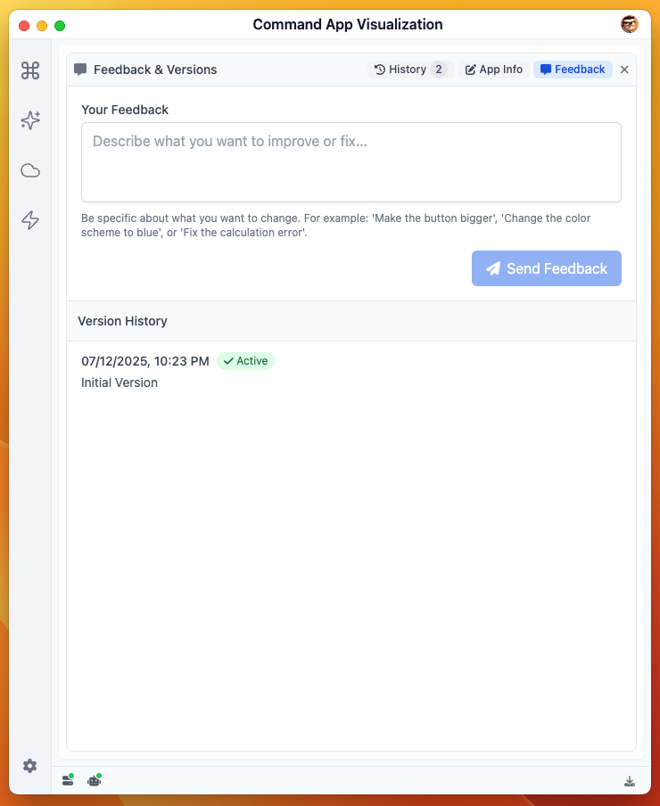Command App Center FeedbackPanel – CmdWise Command App Center FeedbackPanel