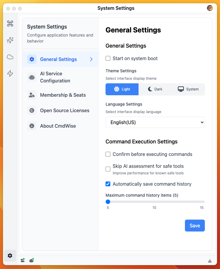 general settings